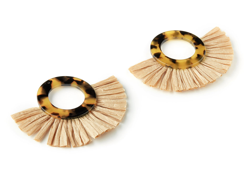 Acetate Tassels Fan Charm - Tortoise Shell Earring - Tassels Fan Single Layer Raffia - Color Code:A01 -79.15x59.15x3.95mm - AC1629-A01 - DOMEDBAZAAR