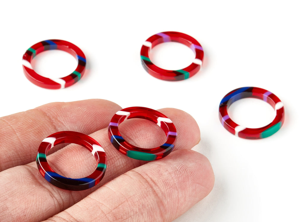 Acetate Hoop Earring Charms - Acrylic Circle Pendant - Earring Findings - Jewelry Supplies - Color Code: A112 - 19x19.1x2.75mm - AC1196-A112 - DOMEDBAZAAR
