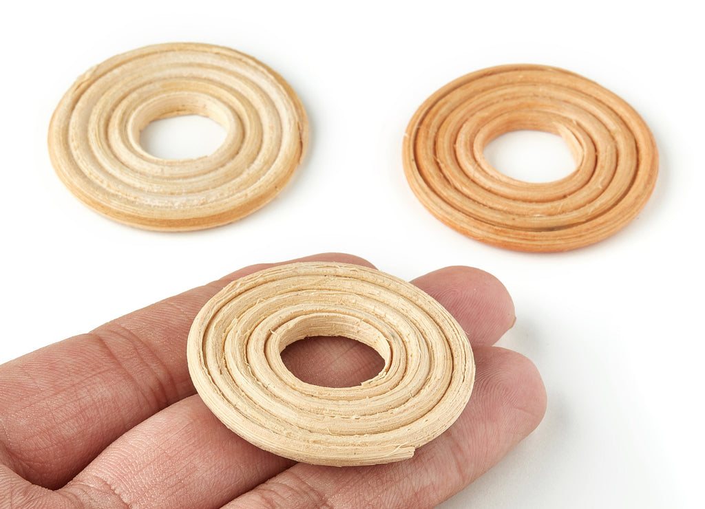 Handwoven Circle Rattan Charms - Circle Rattan Earrings and Pendant - Wooden Straw Earrings - Jewellery Handmade - 41.6x41.6x3.92mm - RT1233 - DOMEDBAZAAR