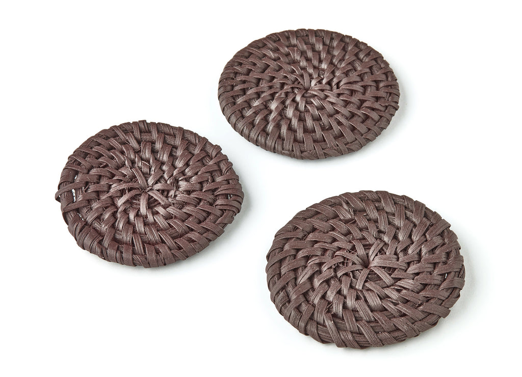 Handwoven Rattan Round Charms - Round Rattan Earrings and Pendant - Wooden Straw Earrings - Jewelry Handmade - 51.43x51.43x4.64mm - RT1248 - DOMEDBAZAAR