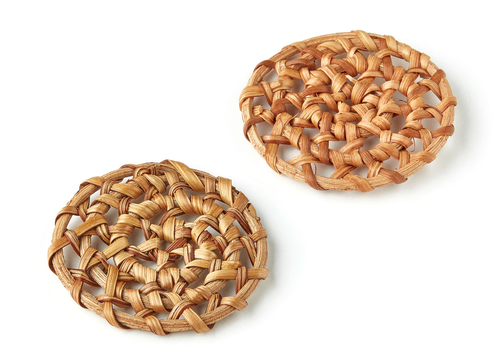 Handwoven Rattan Circle Charms - Circle Rattan Earrings and Pendant - Wooden Straw Earrings - Jewelry Handmade - 49.4x49.4x3.54mm - RT1239 - DOMEDBAZAAR
