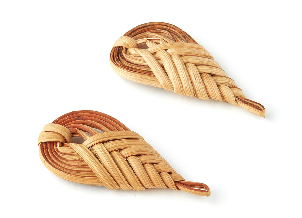 Handwoven Rattan Drop Charms - Drop Rattan Earrings and Pendant - Wooden Straw Earrings - Jewelry Handmade - 50.74x25.79x5.96mm - RT1238 - DOMEDBAZAAR