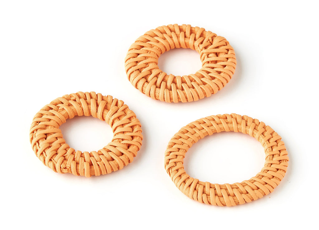 Handwoven Rattan Circle Charms - Circle Rattan Earrings and Pendant - Wooden Straw Earrings - Jewelry Handmade - 43.35x43.35x5.5mm - RT1254C - DOMEDBAZAAR