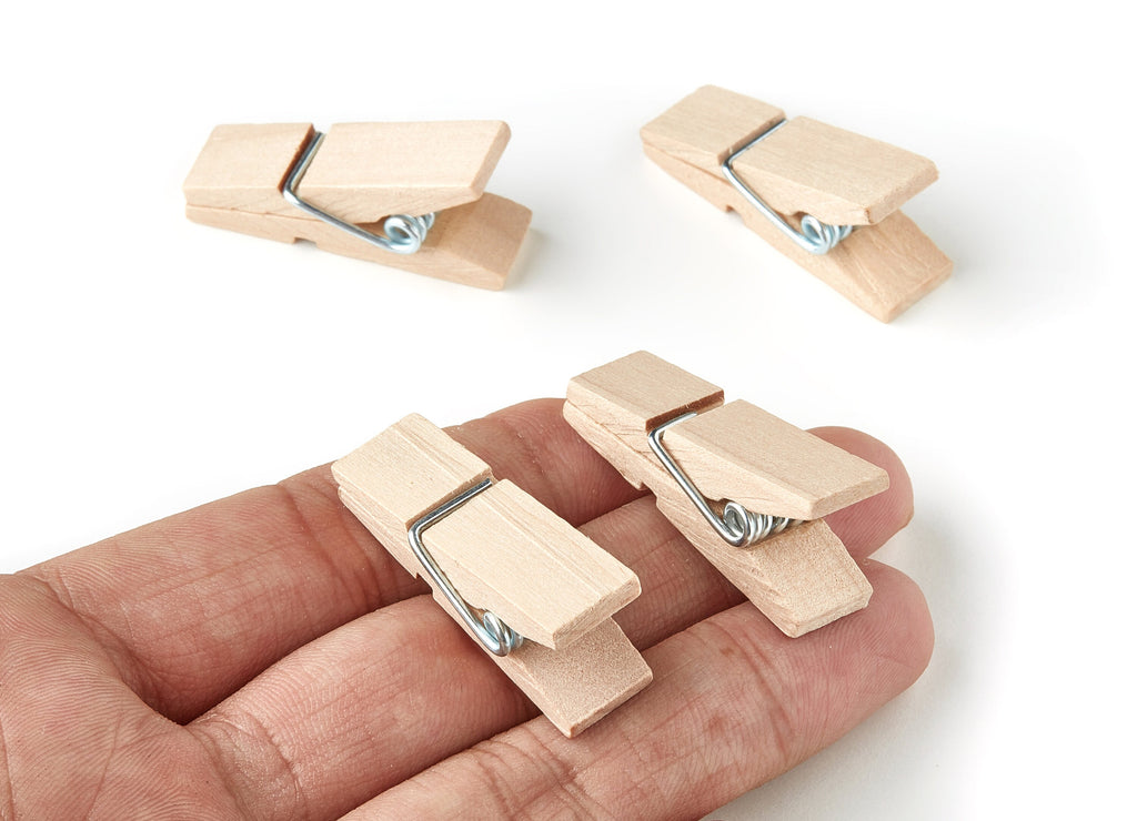 Wooden Mini Clothespins - Hanging Photos - Picture Hanger - Clothespins Findings - 37.06x10.41x16.88mm - BB1061 - DOMEDBAZAAR