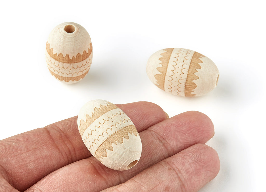 Wooden Egg Beads - Wooden Beads - Wood Beads Findings - Jewelry Making - 29.37x18.64mm - BB1068 - DOMEDBAZAAR