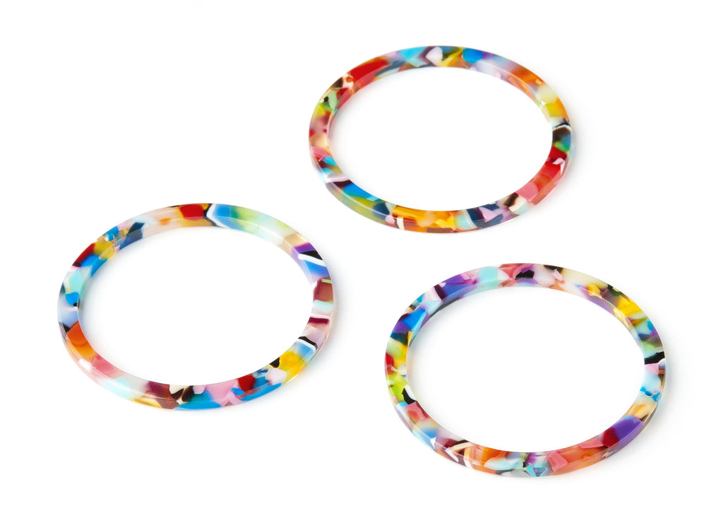 Acetate Hoop Earring Charms - Circle Shaped Pendant - Earring Findings - Jewelry Supplies - Color Code: A21 - 44.3x44.3x2.7mm - AC1126-A21 - DOMEDBAZAAR