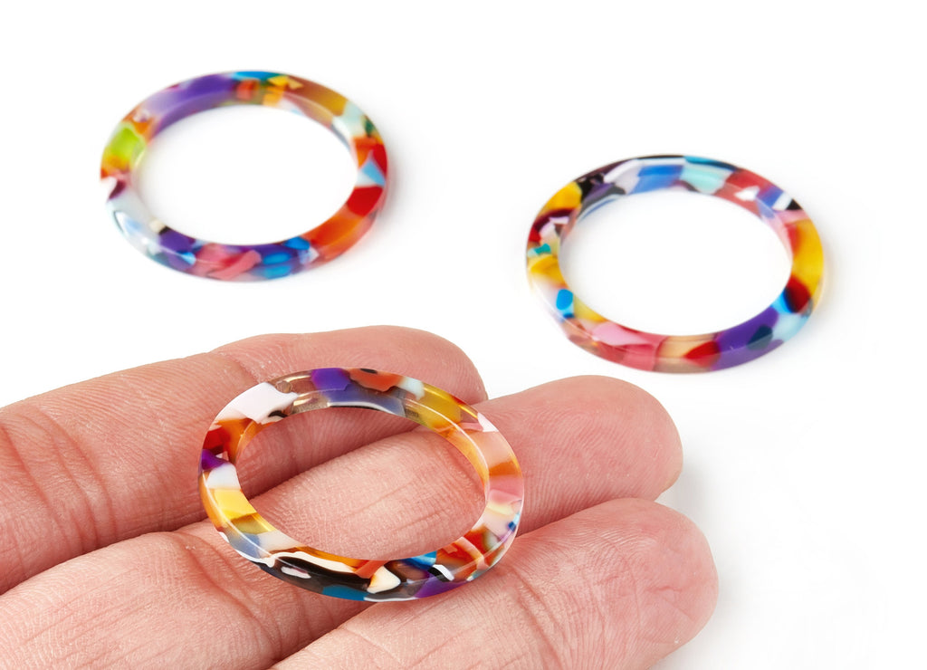 Acetate Hoop Earring Charms - Circle Shaped Pendant - Earring Findings - Jewelry Supplies - Color Code: A21 - 29.8x29.8x2.52mm - AC1119-A21 - DOMEDBAZAAR