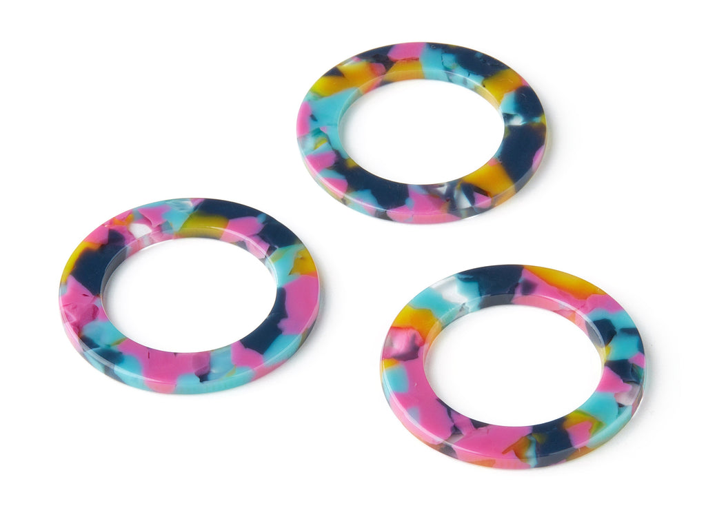 Acetate Hoop Earring Charms - Circle Pendant - Earring Findings - Jewelry Supplies - Color Code: A258 - 36.7x36.7x2.4mm - AC1550-A258 - DOMEDBAZAAR