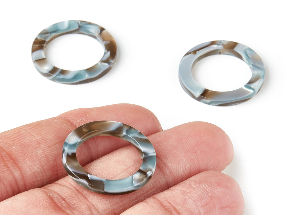 Acetate Hoop Earring Charms - Circle Shaped Pendant - Earring Findings - Jewelry Supplies - Color Code: A22 - 22.8x22.8x2.63mm - AC1118-A22 - DOMEDBAZAAR
