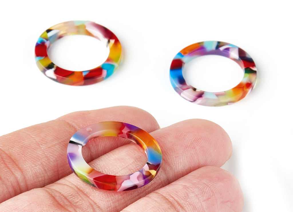 Acetate Hoop Earring Charms - Circle Shaped Pendant - Earring Findings - Jewelry Supplies - Color Code: A21 - 22.8x22.8x2.63mm - AC1118-A21 - DOMEDBAZAAR