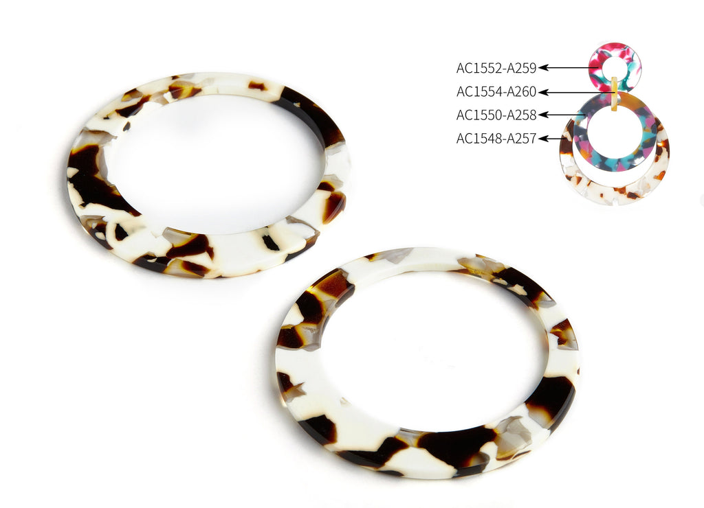 Acetate Hoop Earring Charms - Circle Pendant - Earring Findings - Jewelry Supplies - Color Code: A257 - 49.3x49.3x2.5mm - AC1548-A257 - DOMEDBAZAAR