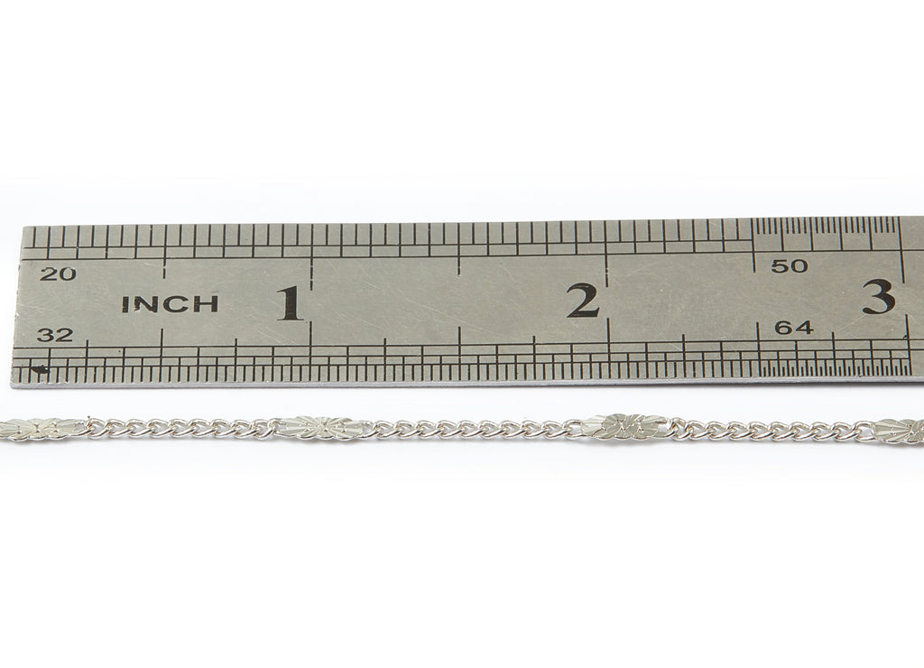 Hammered Satellite Curb Chain - Brass Chain - Silver Tone Plated Chain - Soldered Chain - 0.10&quot; x 0.07&quot; x 0.11&quot; - CC1108S - DOMEDBAZAAR
