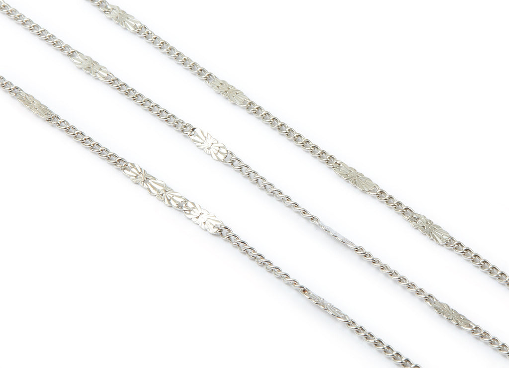 Hammered Satellite Curb Chain - Brass Chain - Silver Tone Plated Chain - Soldered Chain - 0.10&quot; x 0.07&quot; x 0.11&quot; - CC1108S - DOMEDBAZAAR