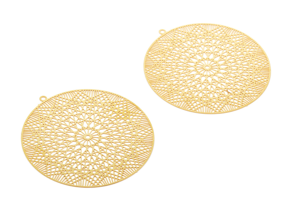 Brass Round Earring Charms - Round Earrings and Necklace -  Hallow Out Earring Findings - Jewelry Supplies - 44.8x42.8x0.3mm - JJB773 - DOMEDBAZAAR
