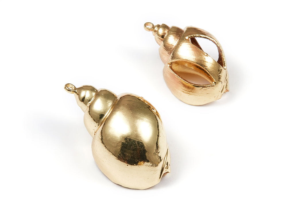 Open Whelk Charms - Whelk Seashell Earrings - Cut Open Seashell Pendant - Natural Seashell Earrings - 1 Hole - 32.23x17.64xmm - SF1092 - DOMEDBAZAAR