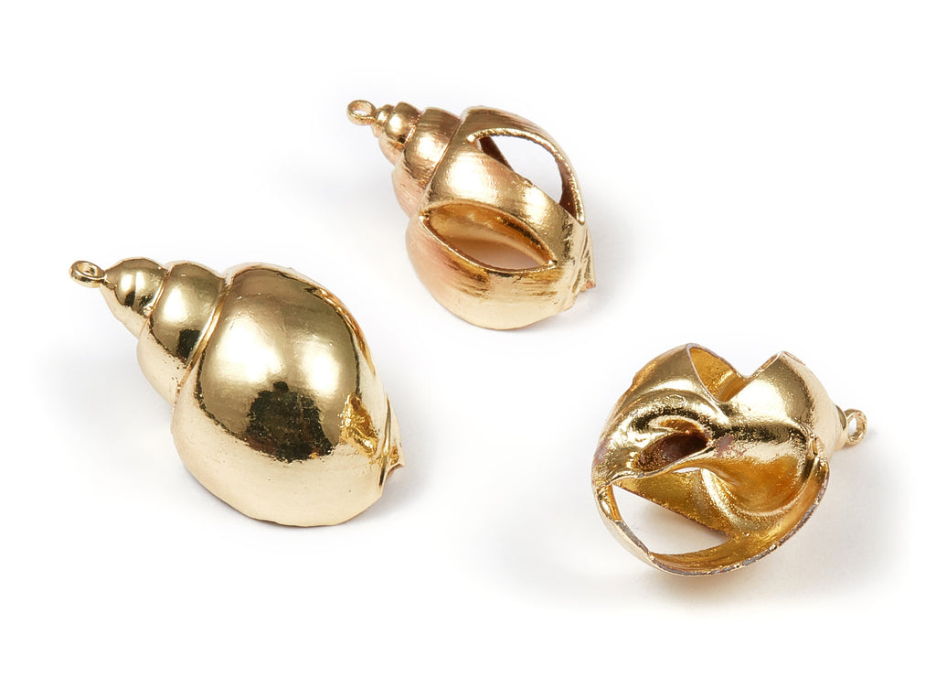 Open Whelk Charms - Whelk Seashell Earrings - Cut Open Seashell Pendant - Natural Seashell Earrings - 1 Hole - 32.23x17.64xmm - SF1092 - DOMEDBAZAAR