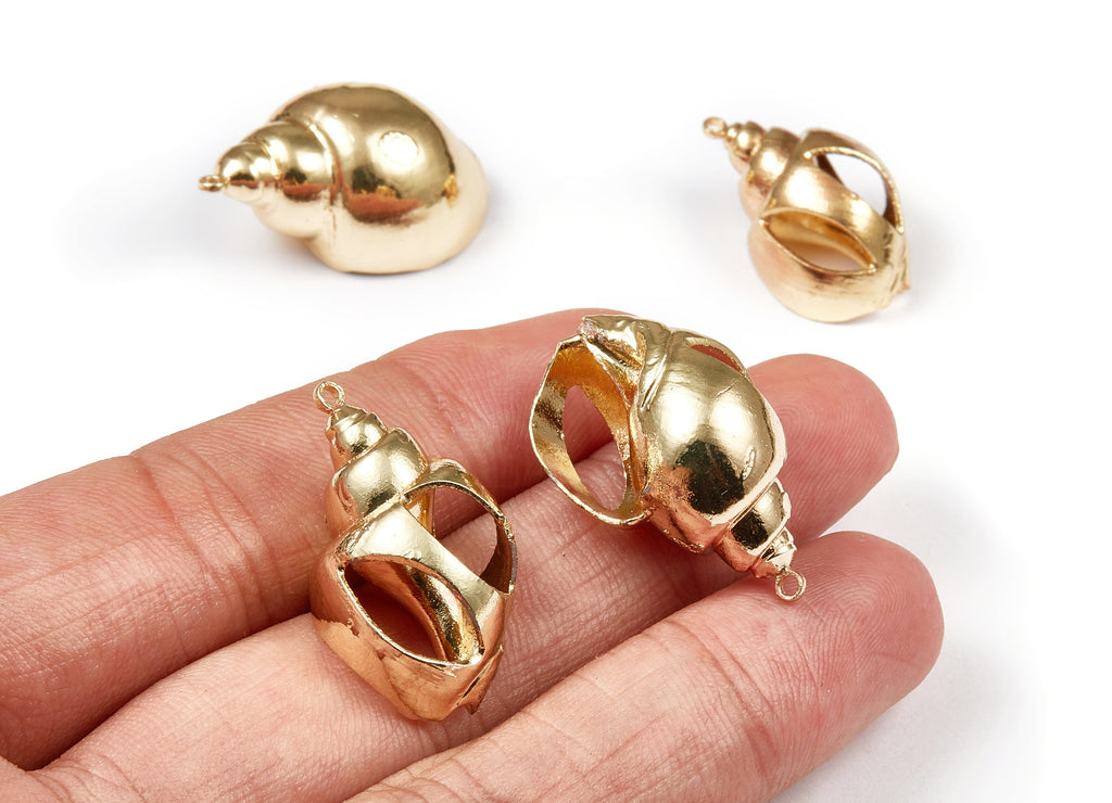Open Whelk Charms - Whelk Seashell Earrings - Cut Open Seashell Pendant - Natural Seashell Earrings - 1 Hole - 32.23x17.64xmm - SF1092 - DOMEDBAZAAR