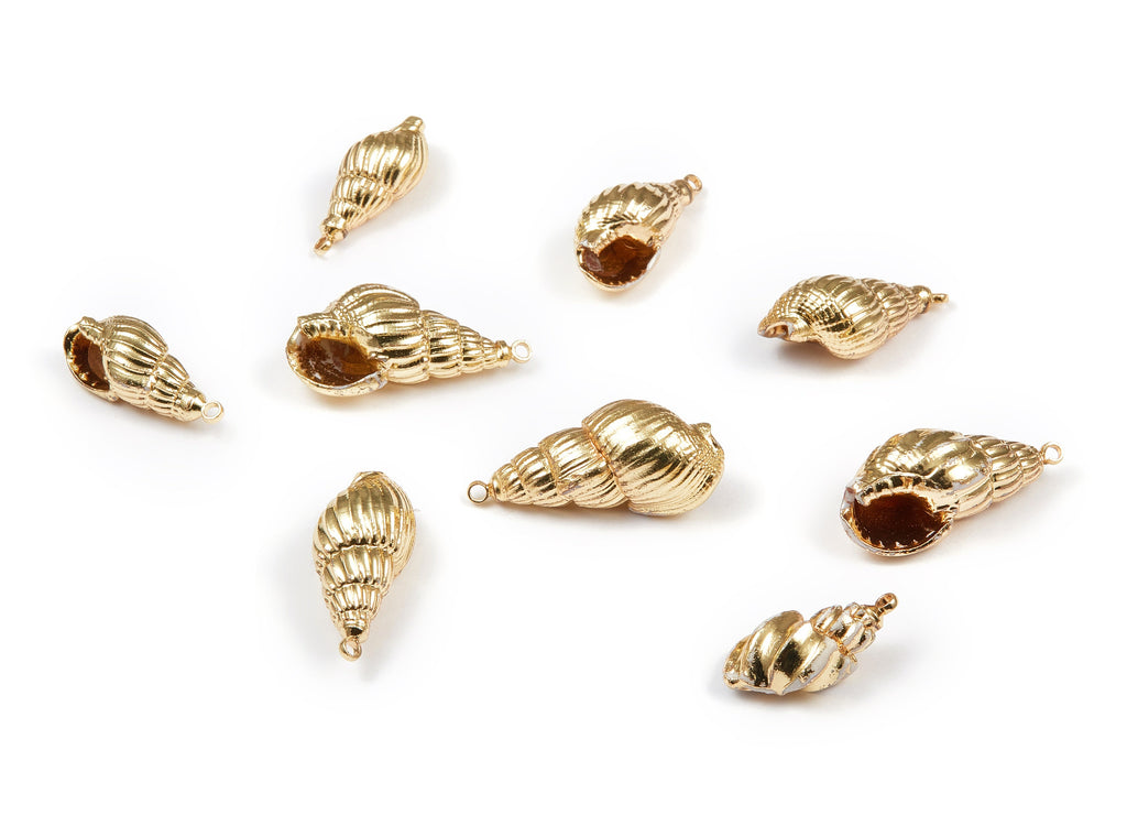 Whelk Seashell Charms - Whelk Shell Pendant - Natural Seashell Earrings - 1 Hole - 23.75x10.13x10.1mm - SF1064 - DOMEDBAZAAR