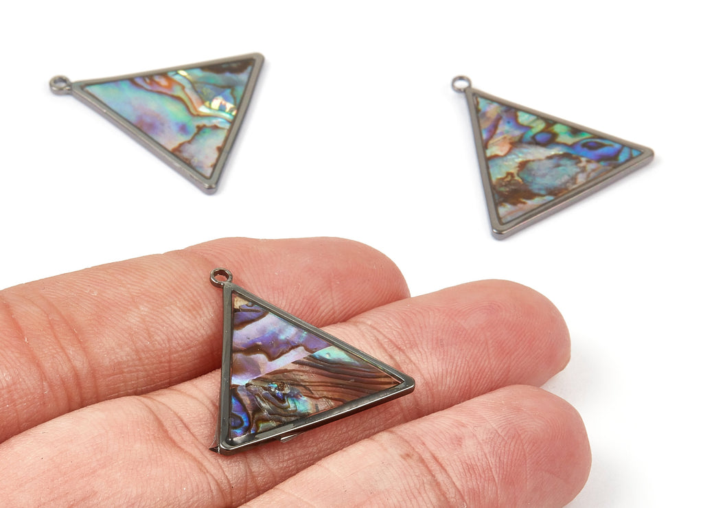 Abalone Shell Triangle Charms - Natural Abalone Shell Triangle Earrings - Abalone Shell Necklace Pendant - 24.65x24.14x1.19mm - SF1114 - DOMEDBAZAAR