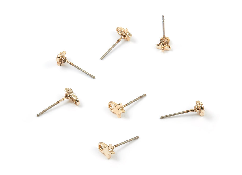 Alloy Star Earring Stud - Zinc Alloy Star Earring Post - Gold Tone Plated - Earring Findings - Jewelry Supplies - 13.98x6.98x1.4mm - ZZ1338 - DOMEDBAZAAR