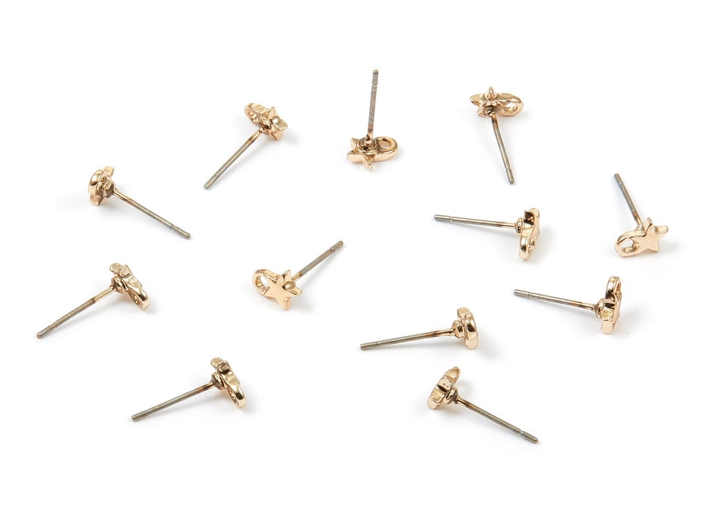 Alloy Star Earring Stud - Zinc Alloy Star Earring Post - Gold Tone Plated - Earring Findings - Jewelry Supplies - 13.98x6.98x1.4mm - ZZ1338 - DOMEDBAZAAR
