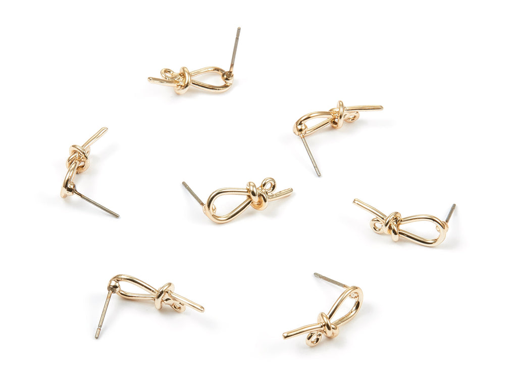 Alloy Bow Earring Stud - Zinc Alloy Bow Earring Post - Gold Tone Plated - Earring Findings - 19.57x7.37mm - ZZ1345 - DOMEDBAZAAR