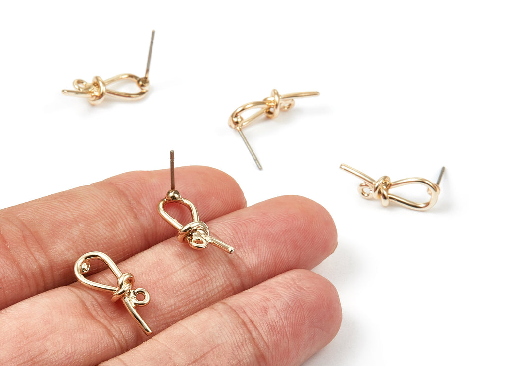 Alloy Bow Earring Stud - Zinc Alloy Bow Earring Post - Gold Tone Plated - Earring Findings - 19.57x7.37mm - ZZ1345 - DOMEDBAZAAR