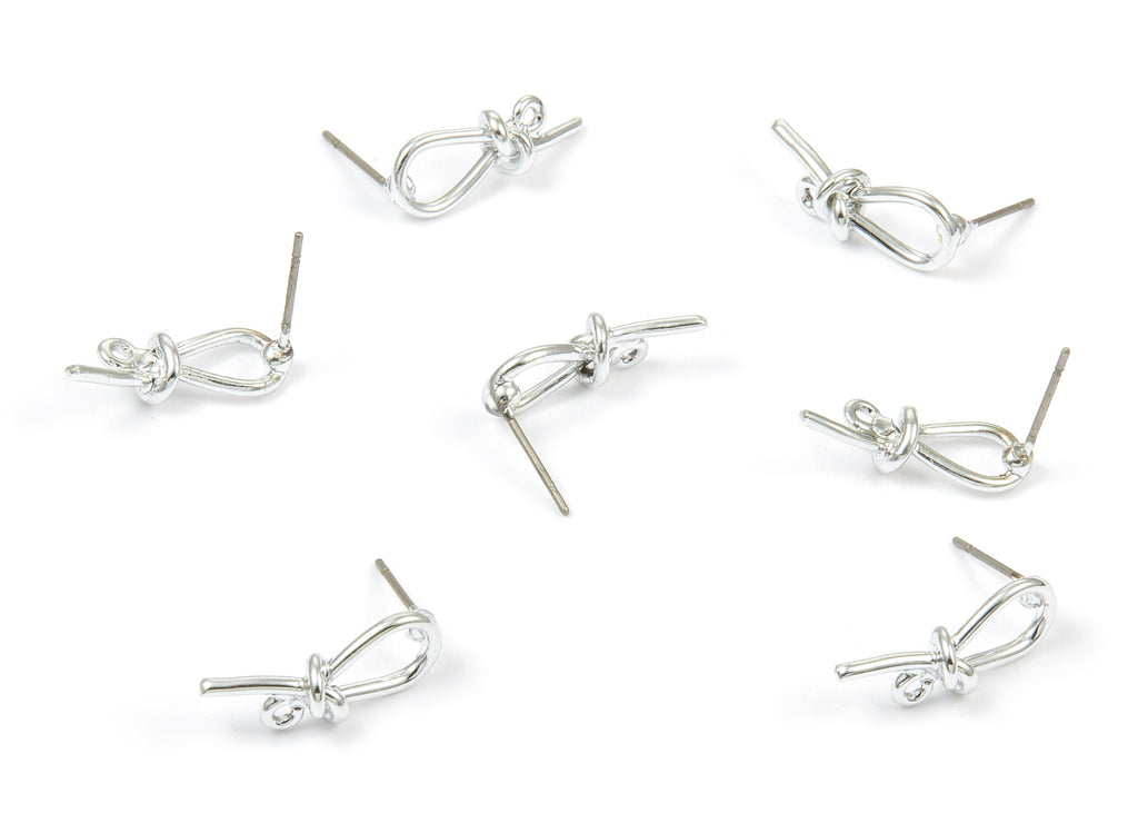 Alloy Bow Earring Stud - Zinc Alloy Bow Earring Post - Silver Tone Plated - Earring Findings - Jewelry Supplies - 19.57x7.37mm - ZZ1346 - DOMEDBAZAAR