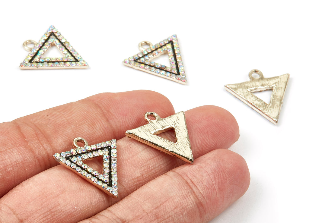 Alloy Triangle Charms - Zinc Alloy Triangle Earrings - Silver Tone Plated - Necklace Pendant - Earring Findings - 21.51x17.9x1.92mm - ZZ1377 - DOMEDBAZAAR