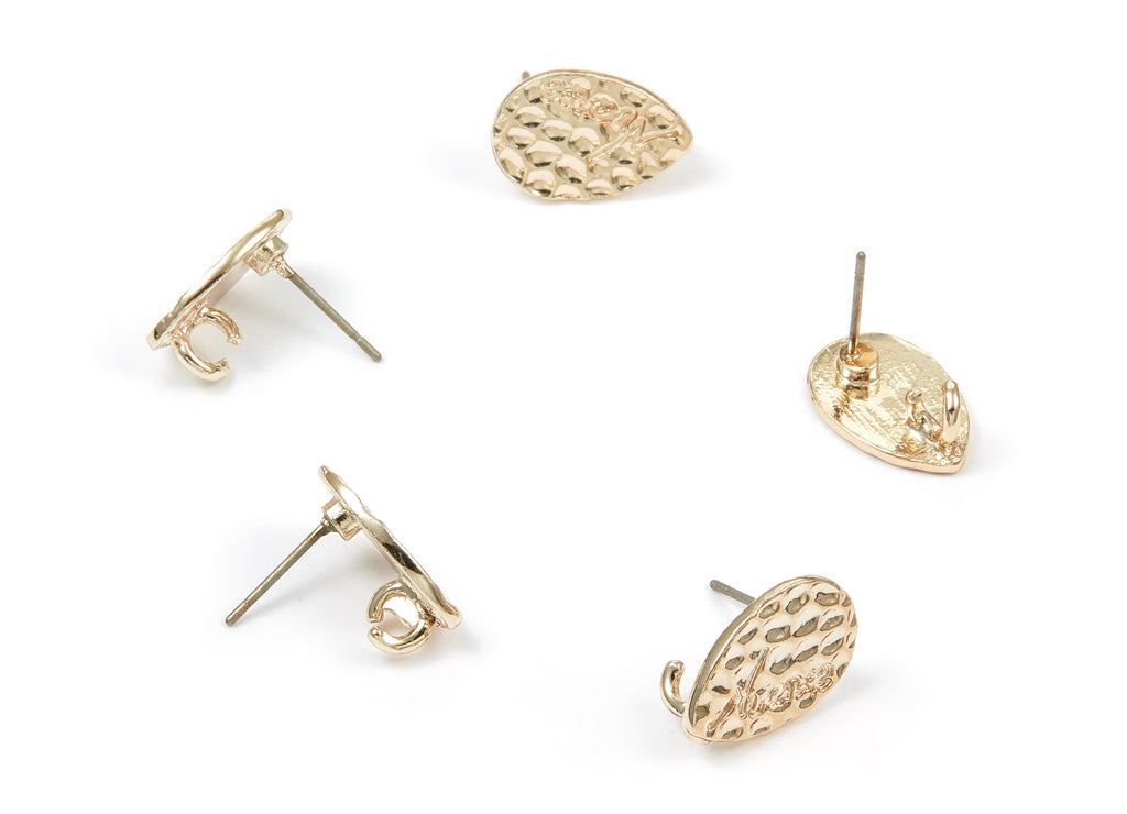 Alloy Drop Earring Stud - Zinc Alloy Drop Earring Post - Gold Tone Plated - Earring Findings - Jewelry Supplies - 14.74x10.11x1.1mm - ZZ1357 - DOMEDBAZAAR