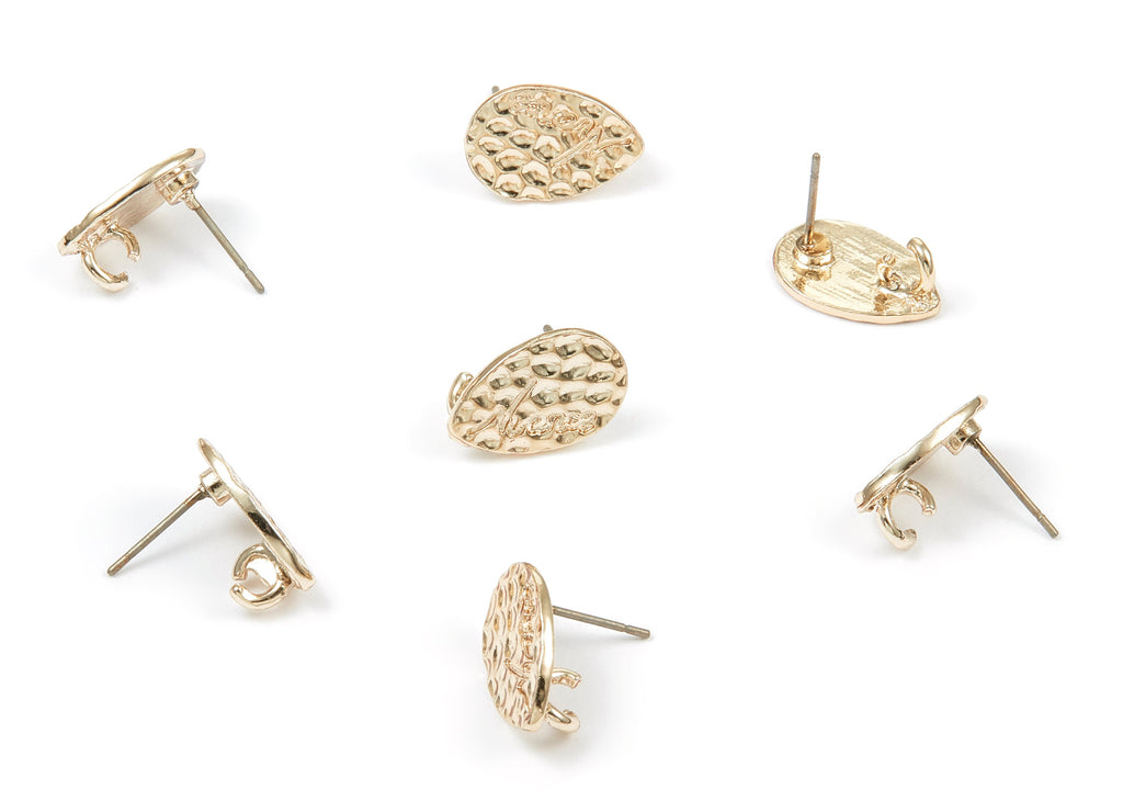 Alloy Drop Earring Stud - Zinc Alloy Drop Earring Post - Gold Tone Plated - Earring Findings - Jewelry Supplies - 14.74x10.11x1.1mm - ZZ1357 - DOMEDBAZAAR