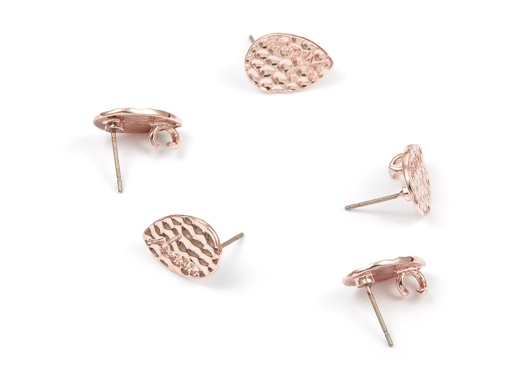 Alloy Drop Earring Stud - Zinc Alloy Drop Earring Post - Rose Tone Plated - Earring Findings - Jewelry Supplies - 14.74x10.11x1.1mm - ZZ1356 - DOMEDBAZAAR
