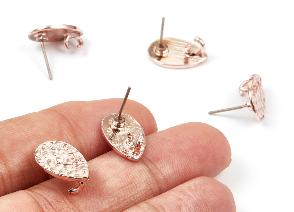 Alloy Drop Earring Stud - Zinc Alloy Drop Earring Post - Rose Tone Plated - Earring Findings - Jewelry Supplies - 14.74x10.11x1.1mm - ZZ1356 - DOMEDBAZAAR