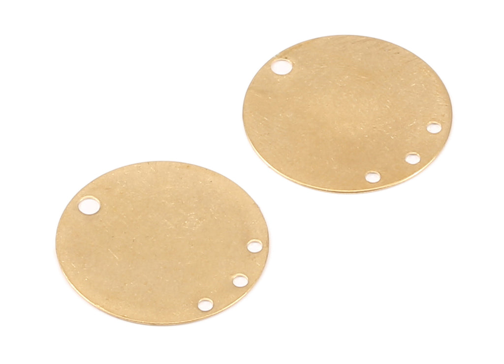 Personalized stamping blank - Brass Round Connector - Raw Brass Round Connectors With 4 Holes - Jewelry Supplies - 20x20x0.36mm - PP2282 - DOMEDBAZAAR