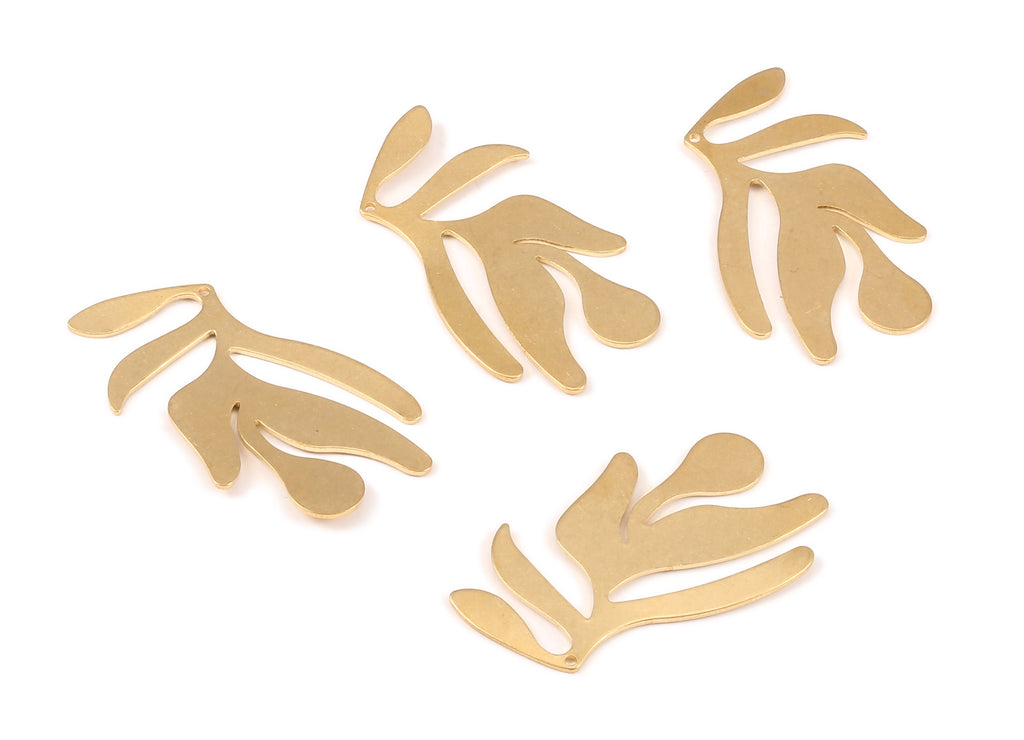 Brass Leaf Charms - Raw Brass Leaf Earrings and Pendant - Earring Findings - Jewelry Supplies - 39.17x23.13x0.76mm - PP2283 - DOMEDBAZAAR