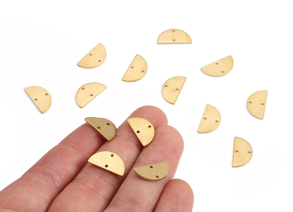 Brass Semicircle Connector - Raw Brass Moon Connectors With 2 Holes - Jewelry Supplies - 15.35x8x0.98mm - PP2194 - DOMEDBAZAAR