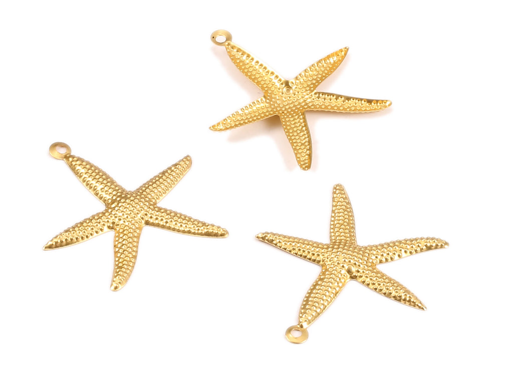 Brass Starfish Charms - Raw Brass Starfish Earrings and Pendant - Earring Findings - Jewelry Supplies - 30.31x28.77x1.09mm - PP2236 - DOMEDBAZAAR
