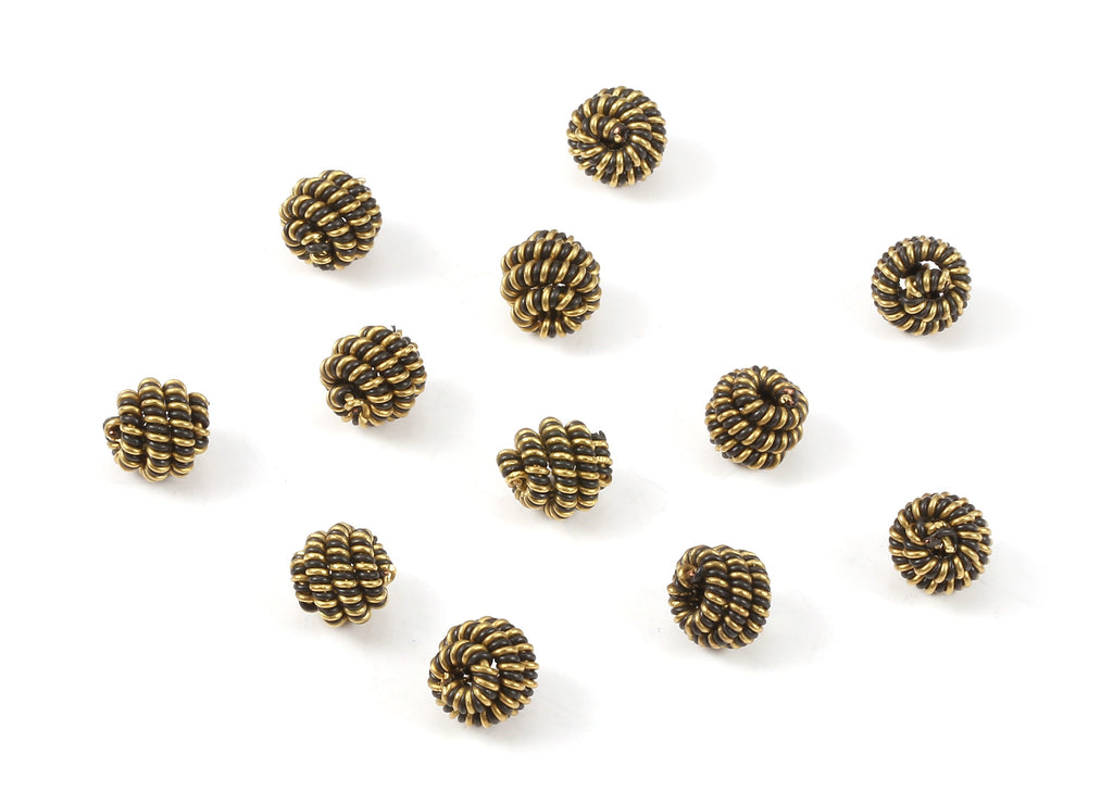 Brass Ball Charms - Raw Brass Beads Earrings and Pendant - Necklace Connectors - Jewelry Supplies - 8.89x7.45x1.89mm - PP2277 - DOMEDBAZAAR