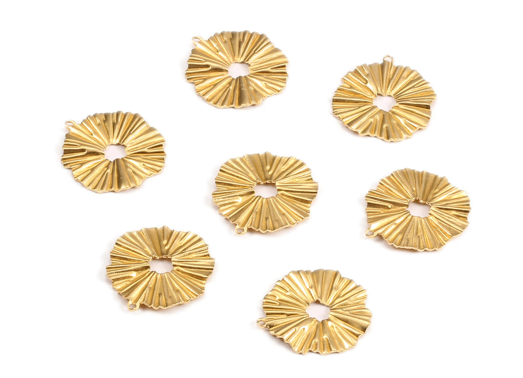 Brass Sun Charms - Raw Brass Round Earrings and Pendant - Earring Findings - Jewelry Supplies - 19.44x17.22x0.52mm - PP2286 - DOMEDBAZAAR