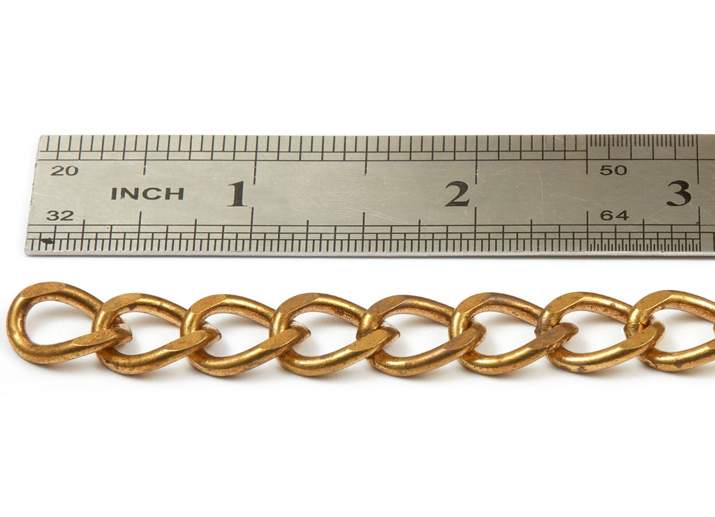 Faceted Curb Chain - Raw Brass Curb  Chain -  Open Link Chain - 0.55&quot;&quot; x 0.42&quot;&quot; x 0.09&quot; -Jewellery Making - CC1127 - DOMEDBAZAAR