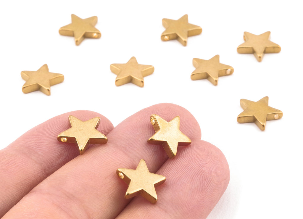 Brass Star Charms - Brass Stamping Tag - Brass Star Stamping Tag - Earring Findings - Jewelry Tag - 11.6x11.62x2.39mm - PP2226 - DOMEDBAZAAR