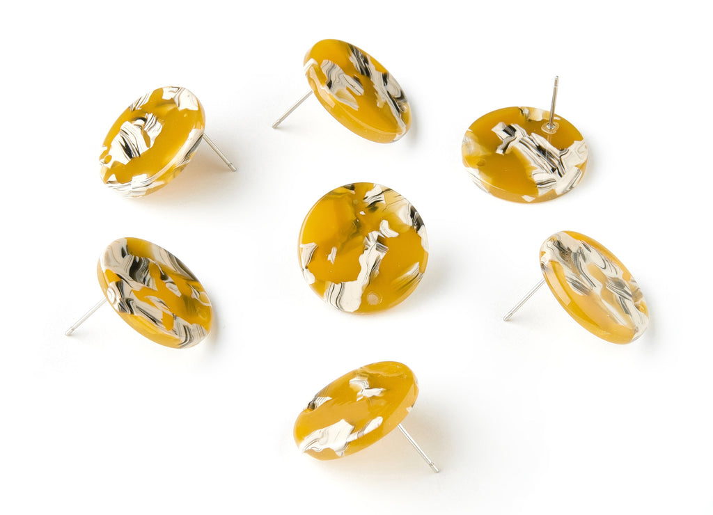Acetate Round Earring Stud - Acetate Round Earring Post - Earring Post - Jewelry Supplies - Color Code: A14 - 19.86x19.86x2.5mm - AC1589-A14 - DOMEDBAZAAR