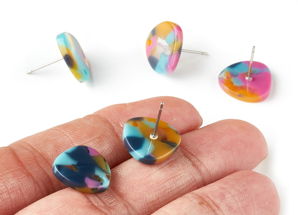 Acetate Triangle Earring Stud - Triangle Earring Post - Earring Post - Jewelry Supplies - Color Code: A258- 13.8x13.8x2.54mm - AC1590-A258 - DOMEDBAZAAR