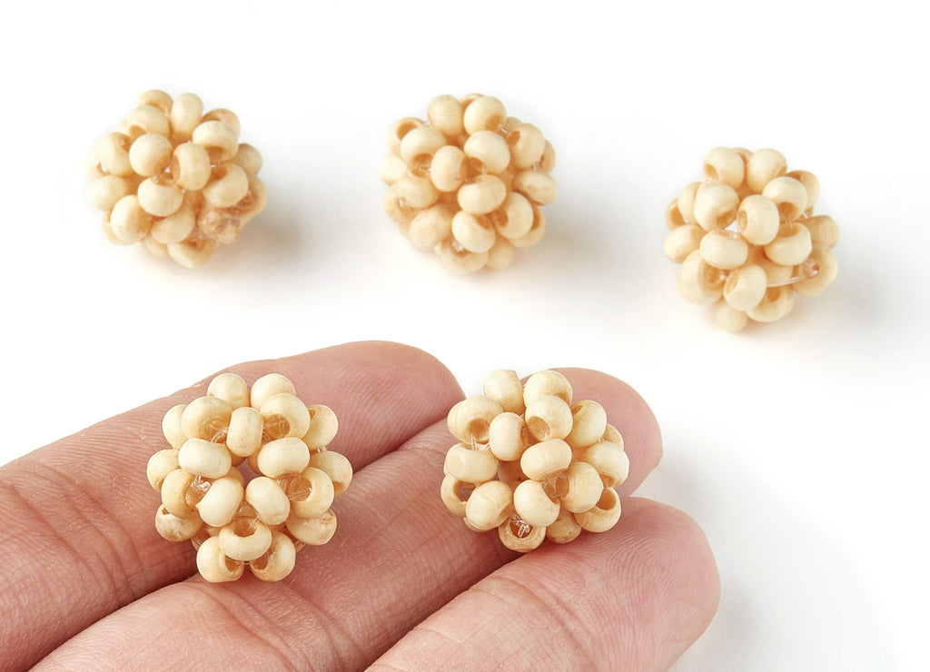 Mini Wood Beaded Pendant - Wooden Beads Ball Shaped Charms - Jewelry Supplies - Wooden Beads - 15.59x15.59mm - BB1056A - DOMEDBAZAAR