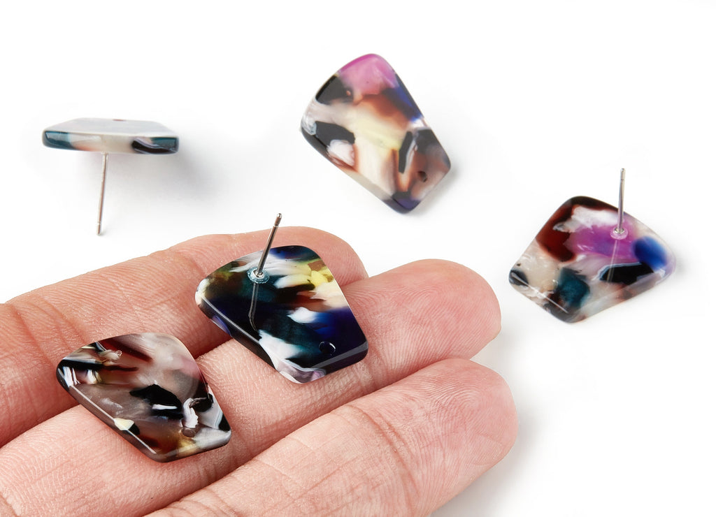 Acetate Trapezoid Earring Stud - Trapezoid Earring Post - Earring Post - Jewelry Supplies - Color Code: A11 - 20.9x18.78x2.48mm - AC1591-A11 - DOMEDBAZAAR