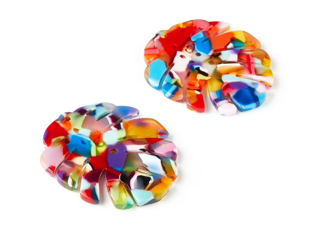 Acetate Leaf Earring Charms - Monstera Leaf Pendant - Earring Findings - Jewelry Supplies - Color Code: A21 - 38.74x33.4x2.6mm - AC1595-A21 - DOMEDBAZAAR