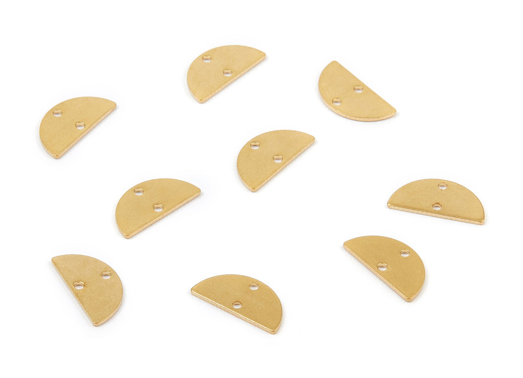 Brass Semicircle Connector - Raw Brass Semicircle Charms with 2 Holes - Earrings Findings - Jewelry Supplies - 15x7.5x0.8mm - PP2152 - DOMEDBAZAAR