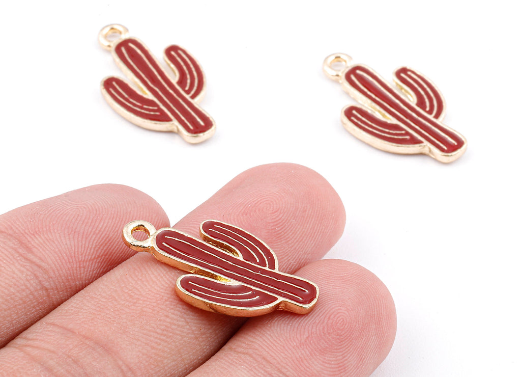 Alloy Cactus Charms - Zinc Alloy Cactus Earrings - Enamel Pendant - Necklace Pendant - Jewelry Supplies - 26.12x14.48x1.96mm - ZZ1392C - DOMEDBAZAAR