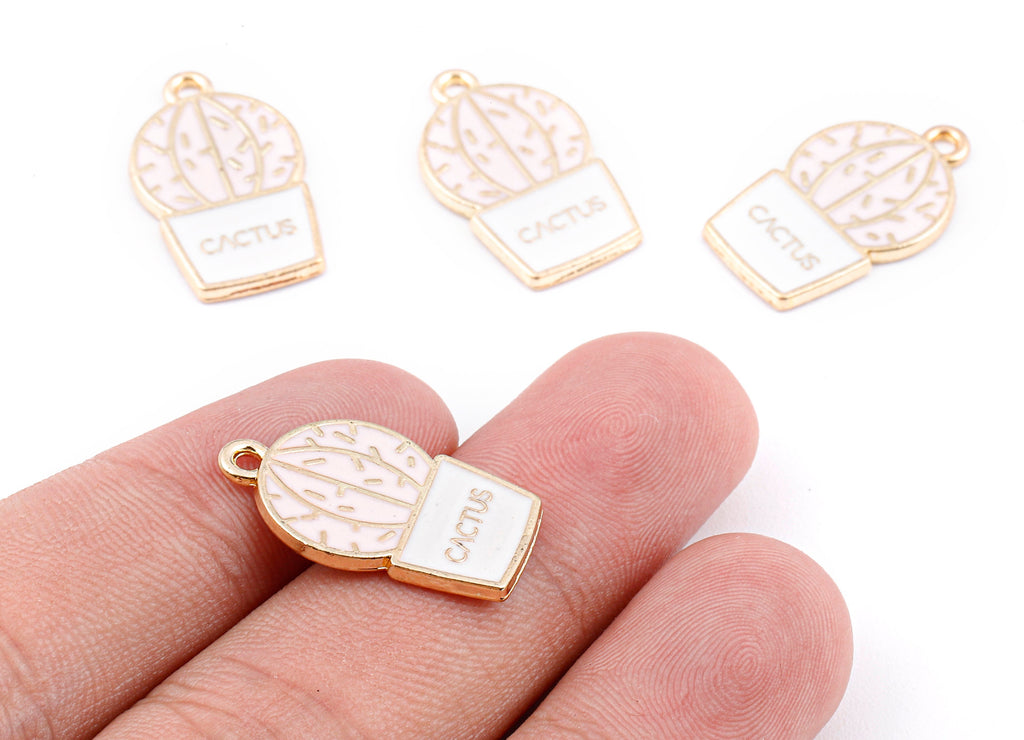 Alloy Cactus Charms - Zinc Alloy Cactus Earrings - Enamel Pendant - Necklace Pendant - Jewelry Supplies - 22.98x13.8x1.59mm - ZZ1412C - DOMEDBAZAAR