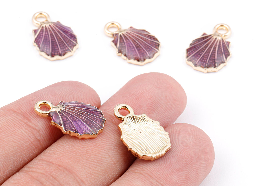 Alloy Mussel Shell Charms - Zinc Alloy Mussel Shell Earrings - Mussel Shell Enamel Pendant - Necklace Pendant - 18.36x12.07x1.73mm - ZZ1391A - DOMEDBAZAAR